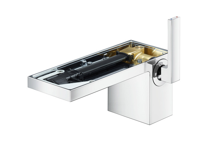 AXOR My Edition Einhebel Waschtischmischer 70 mit Push Open Ablaufgarnitur ohne Platte Polished Black Chrome 02