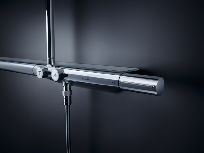 AXOR Shower Solutions Duschsystem mit Thermostat 800 und Kopfbrause 350 1 Strahlart Polished Gold Optic 03