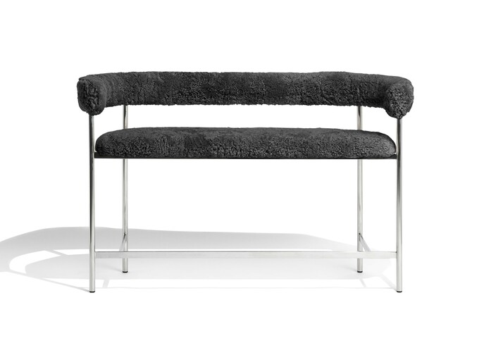 Font Light Sofa Sheepskin Gra Polished Steel