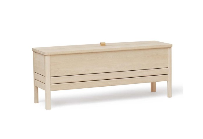 Form and Refine A Line Storage Bench 111 White oak perspective