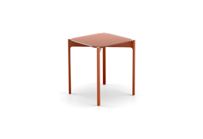 IZON Side table square terracotta terracotta glas