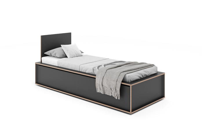 Spaze Bett 900 x 2000mm mit hohem Kopfteil weiss