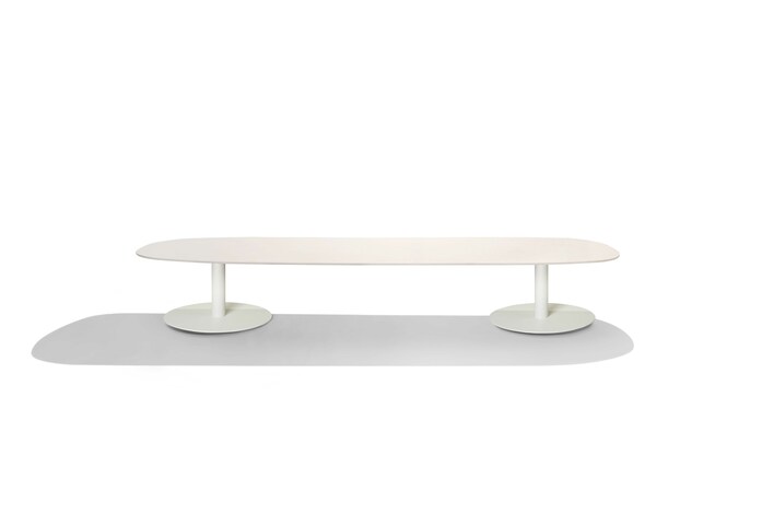 T Table oval 240cm H35cm white ceramic linen