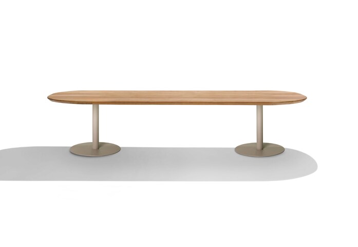 T Table oval 298cm H67cm linen teak