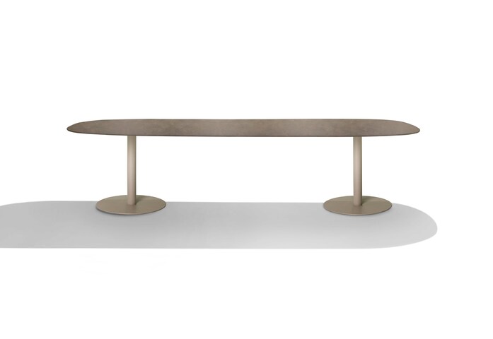 T Table oval 298cm H75cm linen ceramic scisto