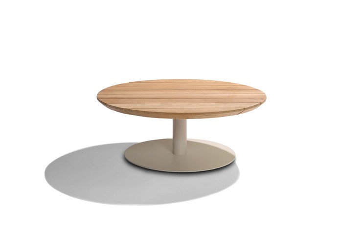 T table dia 90cm H35cm linen teak