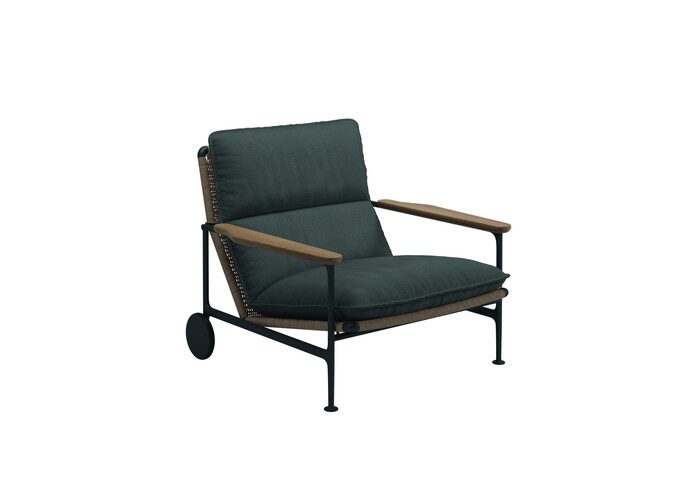 Zenith Lounge Chair with Teak Arms Blend Coal