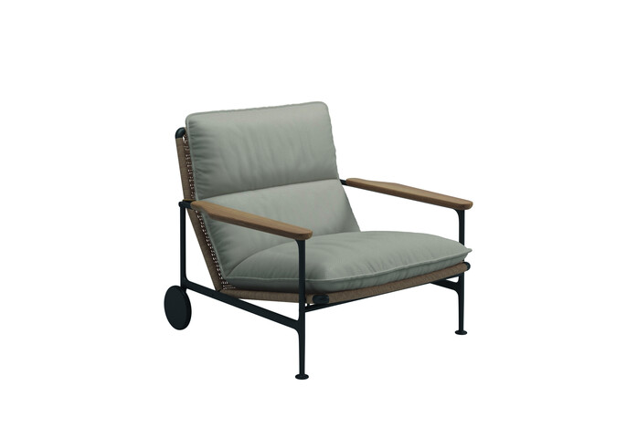 Zenith Lounge Chair with Teak Arms Dot Oyster