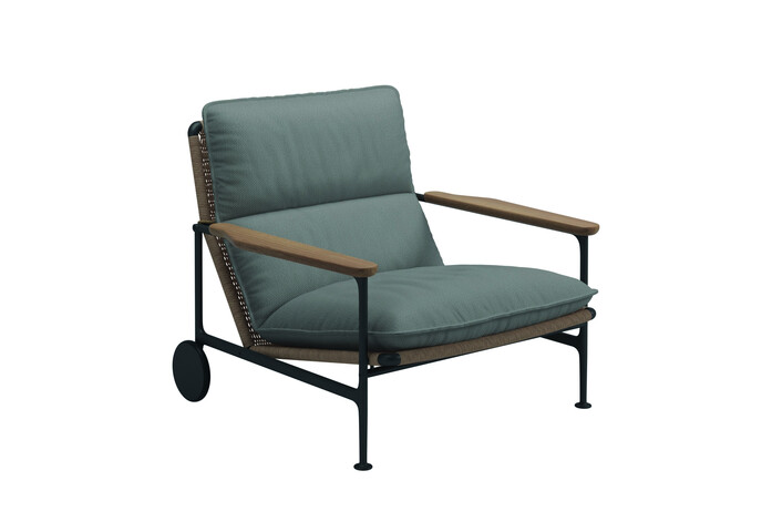 Zenith Lounge Chair with Teak Arms Dot Putty