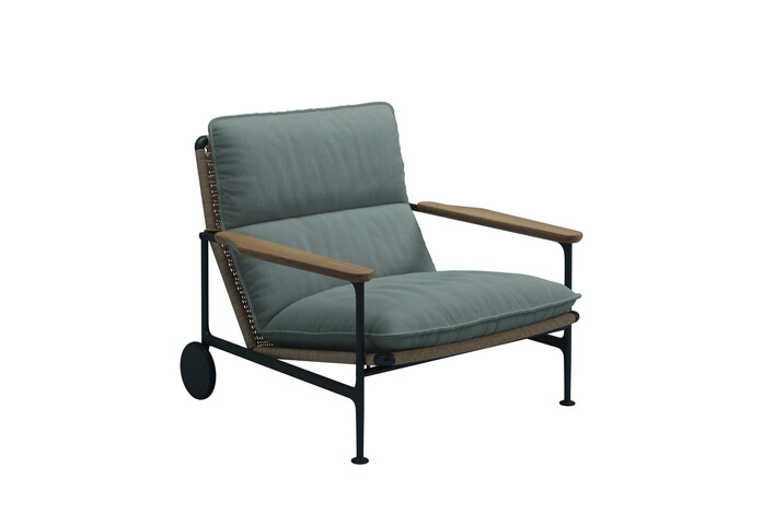 Zenith Lounge Chair with Teak Arms Fife Canvas Grey