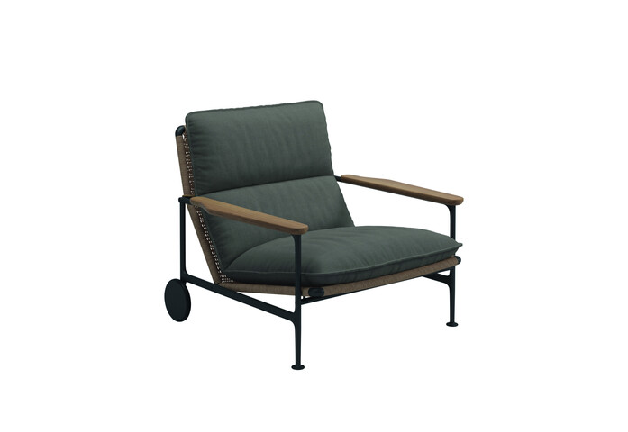 Zenith Lounge Chair with Teak Arms Fife Nickel