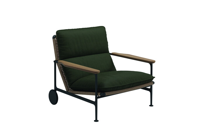 Zenith Lounge Chair with Teak Arms Fife Olive
