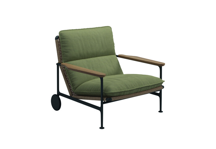 Zenith Lounge Chair with Teak Arms Fife Quince Yellow