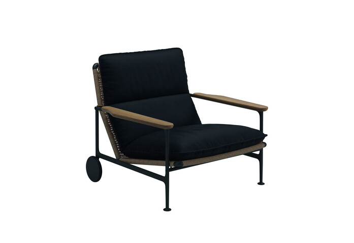 Zenith Lounge Chair with Teak Arms Fife Soot Blue