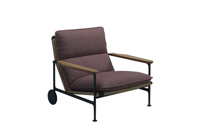 Zenith Lounge Chair with Teak Arms Fife Warm Rose
