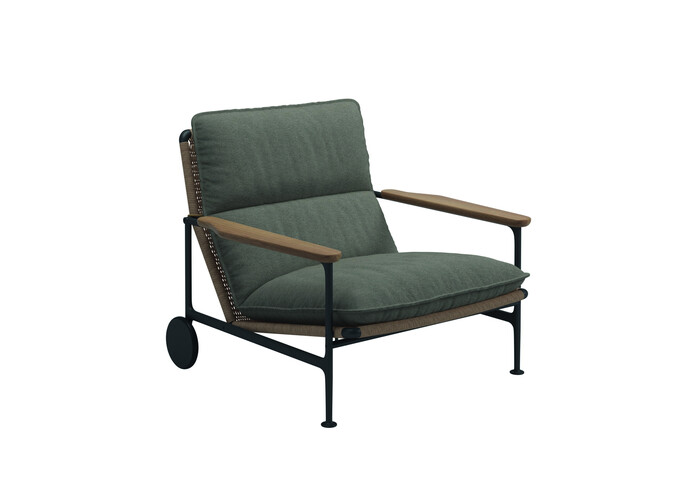 Zenith Lounge Chair with Teak Arms Tuck Truffle