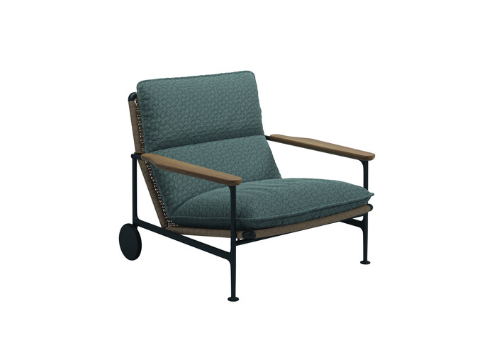 Zenith Lounge Chair with Teak Arms Wave Gravel