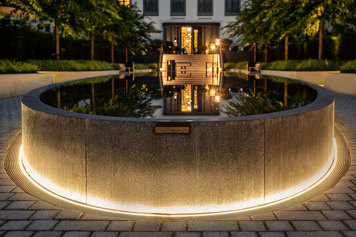 Exclusive residential estate dusseldorf led drainlight with grating and led lightline large 2