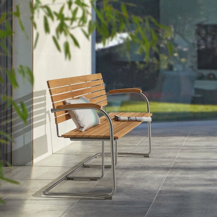 Gartenmoebel garten bank teak edelstahl 160 hochwertig bolero ambiente