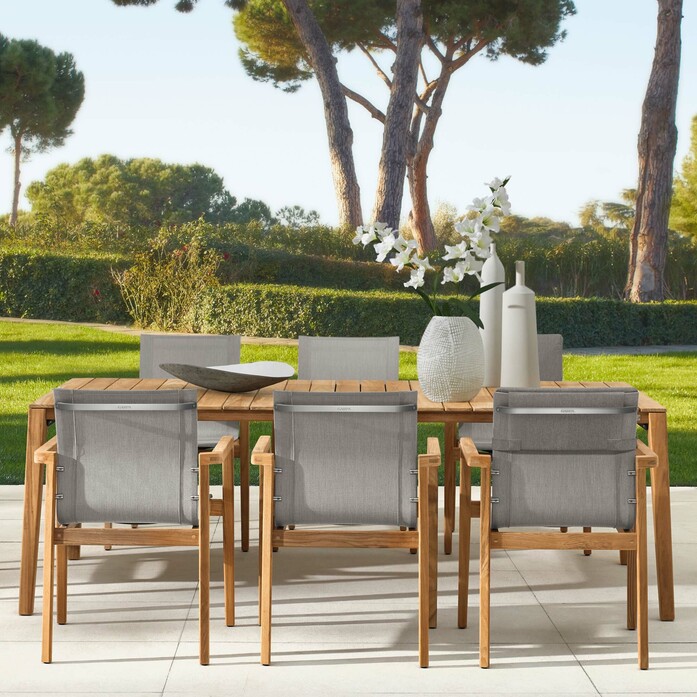 Gartenmoebel garten stuehle armlehnstuhl teak polymergewebe uv bestaendig derry ambiente2