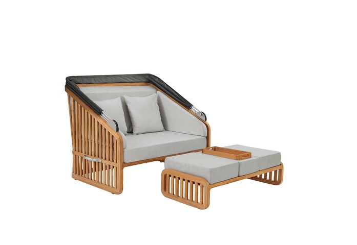 Gartenmoebel loungemoebel sonneninsel strandkorb teak grau newcastel medium dachunten