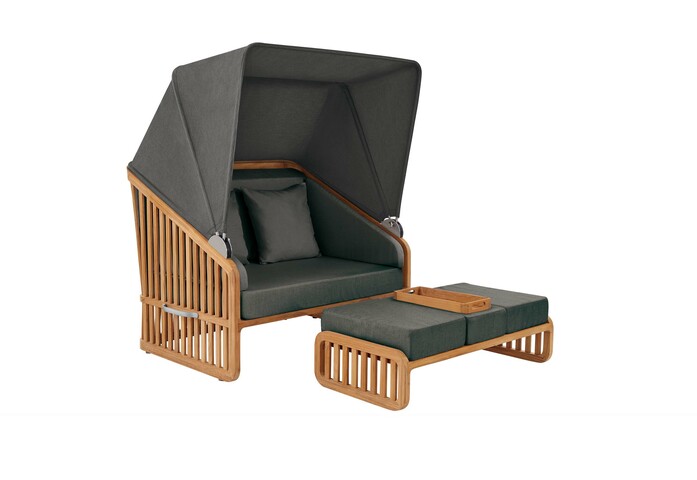 Gartenmoebel loungemoebel sonneninsel strandkorb teak newcastel medium auflage anthrazit