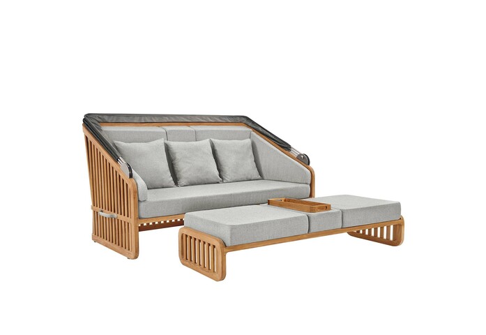 Gartenmoebel loungemoebel sonneninsel strandkorb teak polyacryl sonnendach newcastel moon auflage2