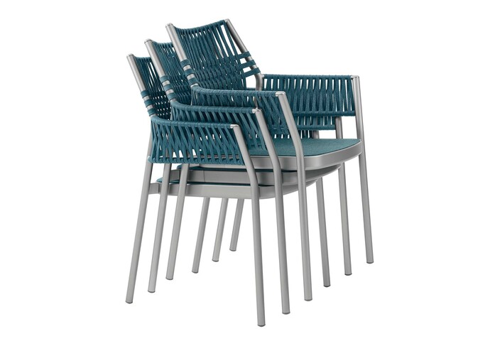 Gartenstuhl armlehnstuhl aluminium kordel petrol 61x60x84cm temper exklusiv garpa gestapelt5