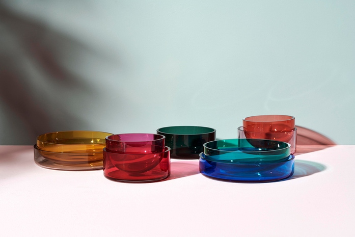 Iro accessoires glasschale set S beet red hot pink S persian red lavender S pine green set M sunflower cloudy grey M sea green cornflower blue schoenbuch 1