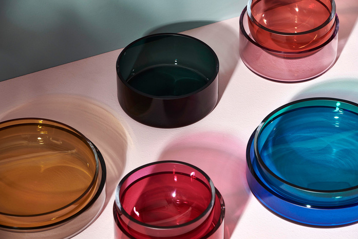 Iro accessoires glasschale set S beet red hot pink S persian red lavender S pine green set M sunflower cloudy grey M sea green cornflower blue schoenbuch 3