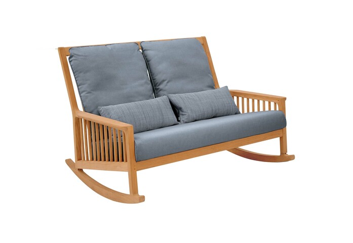 Loungemoebel bank teak bequem hochwertig newhaven schaukelbank auflage indigo