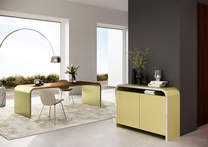 Mueller metall moebel M10 Tisch S14 Sideboard olivgelb 01