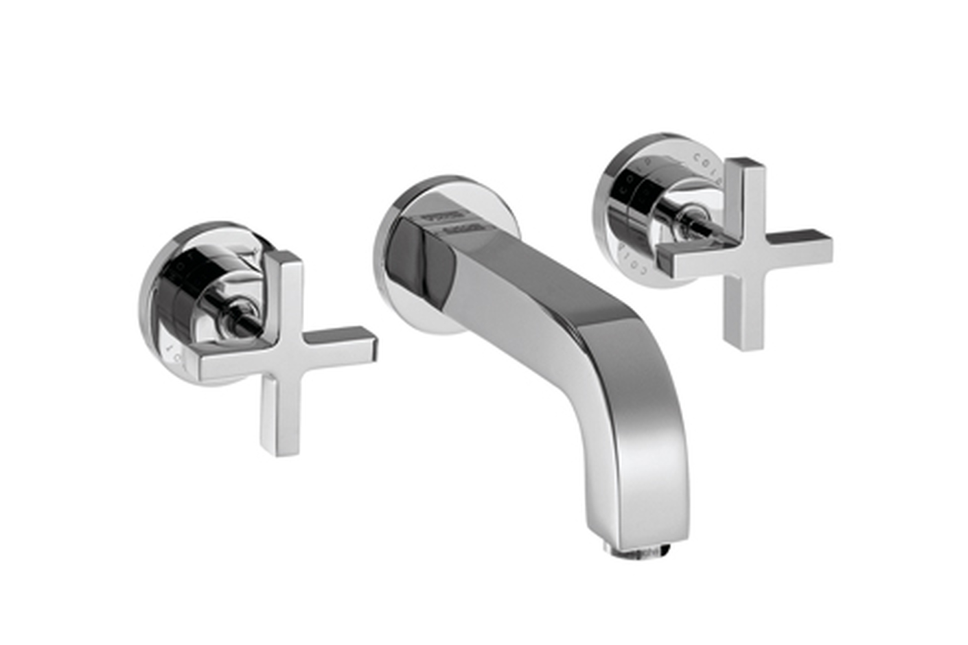 AXOR Citterio 3-Loch Waschtischarmatur Unterputz mit Kreuzgriffen, Rosetten und Auslauf 222mm DN15, Wandmontage