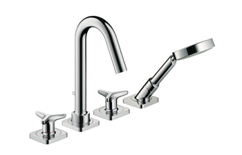 AXOR Citterio M 4-Hole Rim-Mounted Bath Mixer with star handles and escutcheons, DN15
